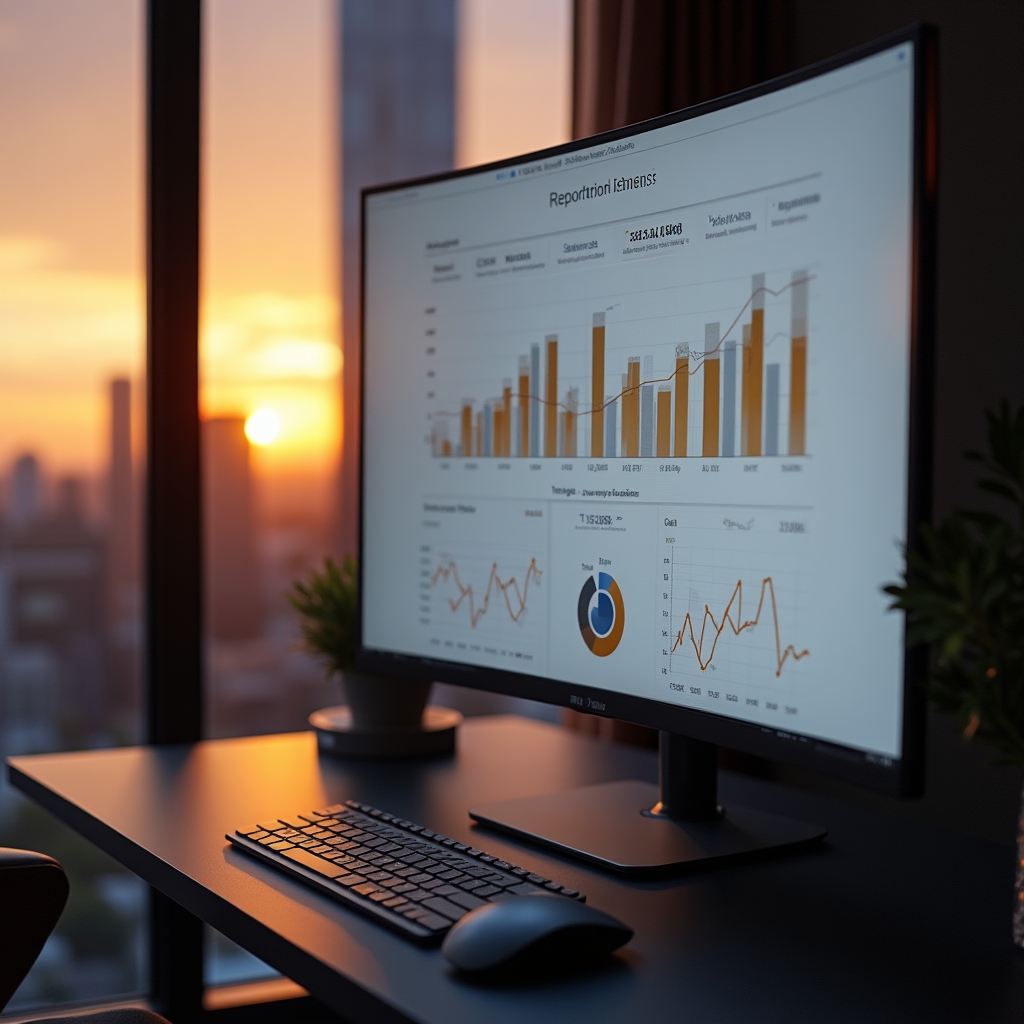 Übersichtliches Daten-Dashboard auf einem Bildschirm